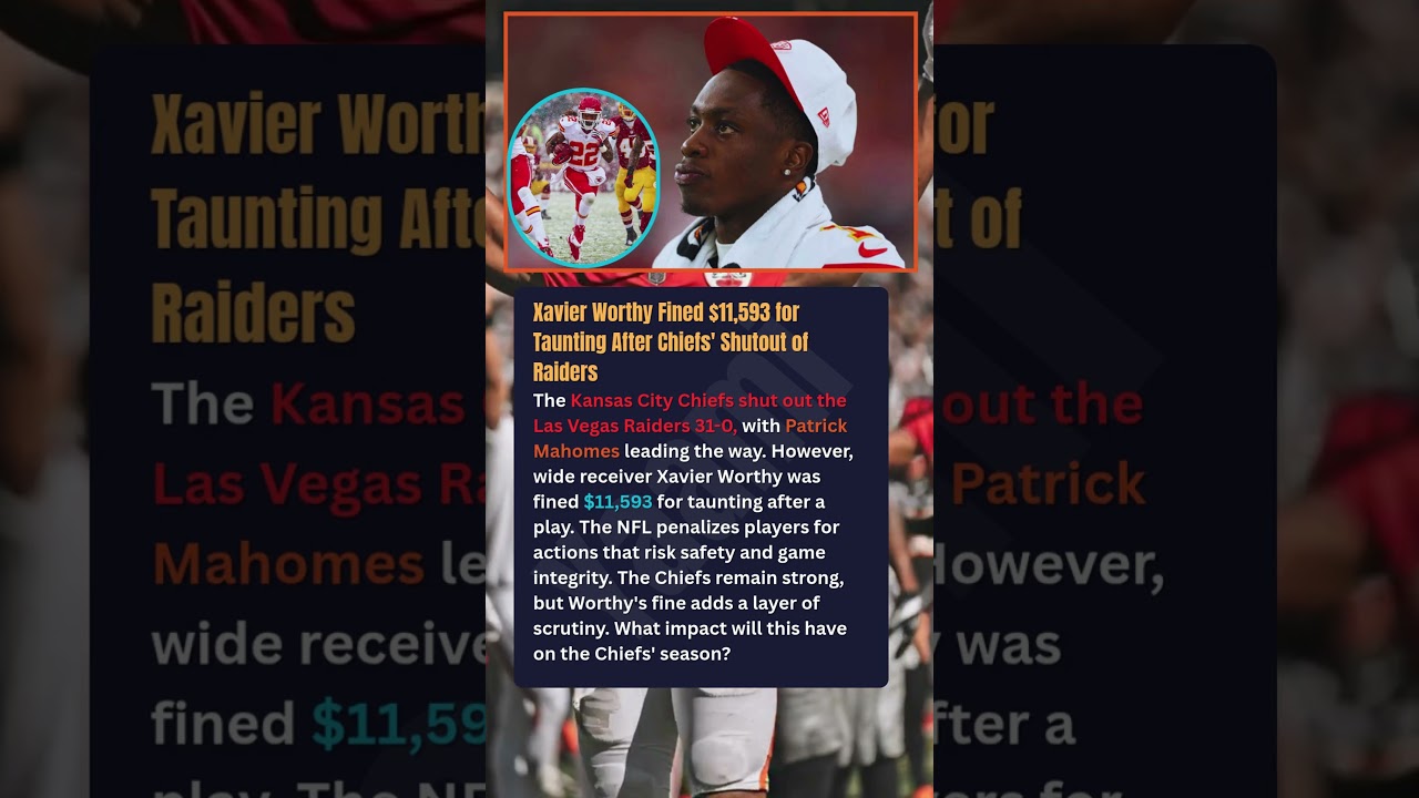 Xavier Worthy Fined $11,593 for Taunting After Chiefs' Shutout of Raiders The Kansas City Chiefs