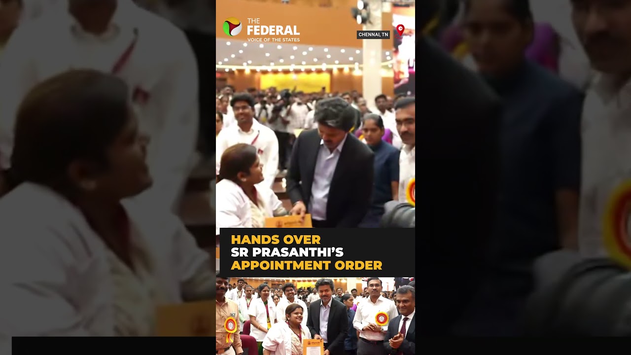 CM Vijay steps down from stage to hand over appointment order to doctor with disabilities | #shorts
