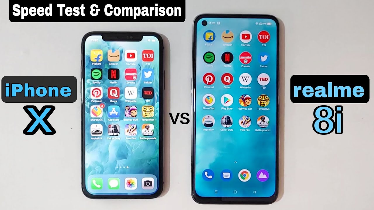 realme 8i vs iPhone X - Speed Test & Comparison ( Helio G96 vs A11 Bionic )