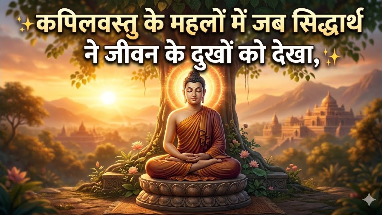 कपिलवस्तु के महलों में जब सिद्धार्थ ने जीवन के दुखों को देखा,
