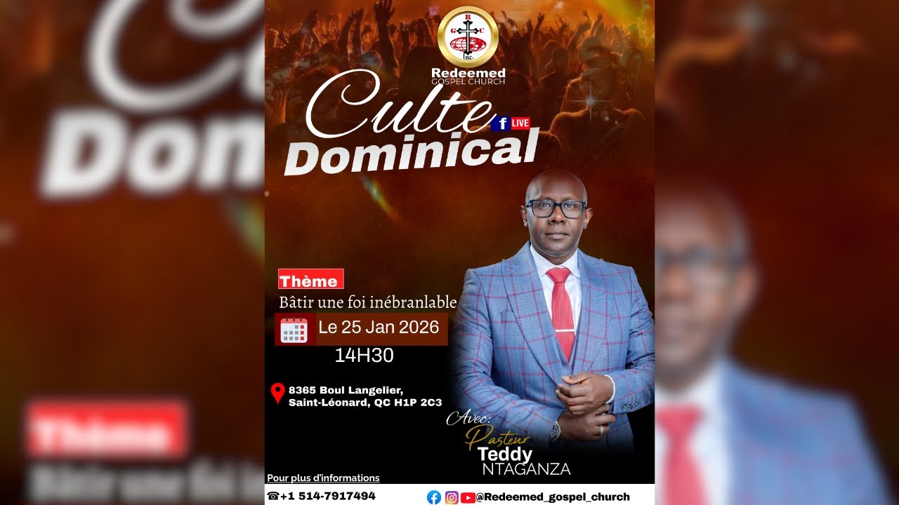 Culte Dominical || Le 25 Jan 2026 || Avec Pasteur Teddy NTAGANZA