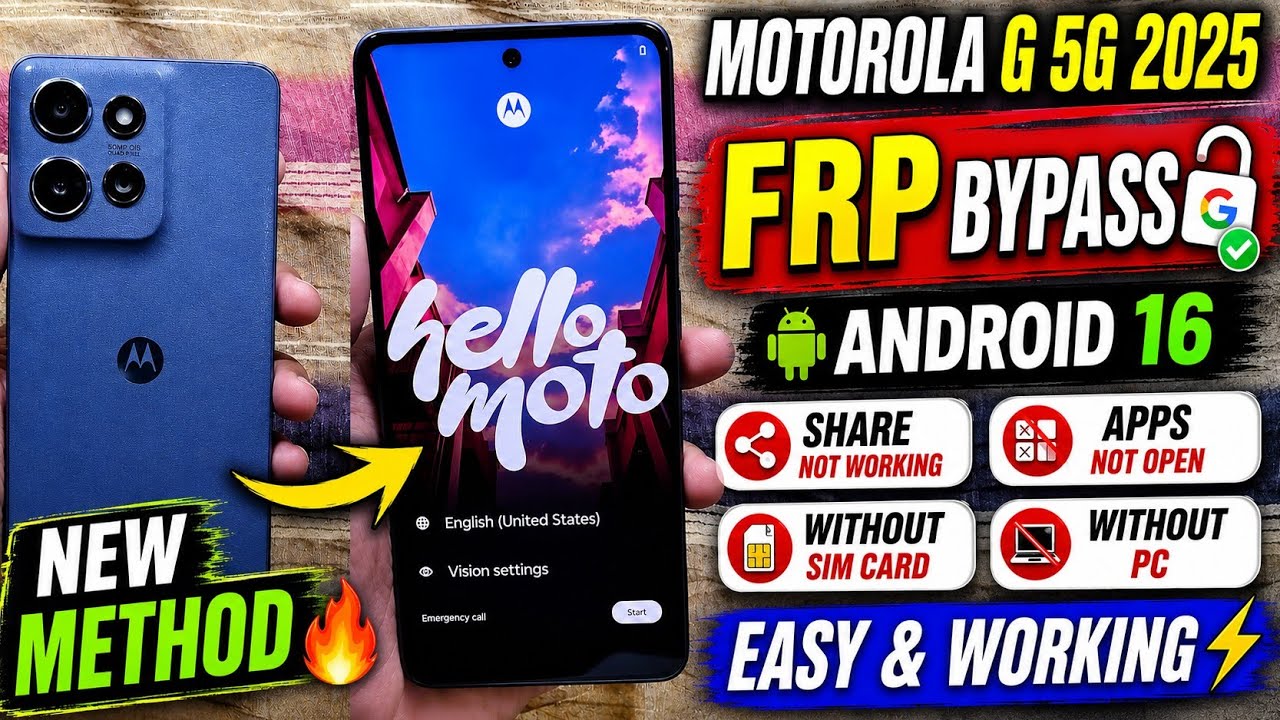 Moto g 5g 2025 FRP bypass Android 16 🔥 Motorola g 5g 2025 FRP Unlock & Factory Reset Without PC 