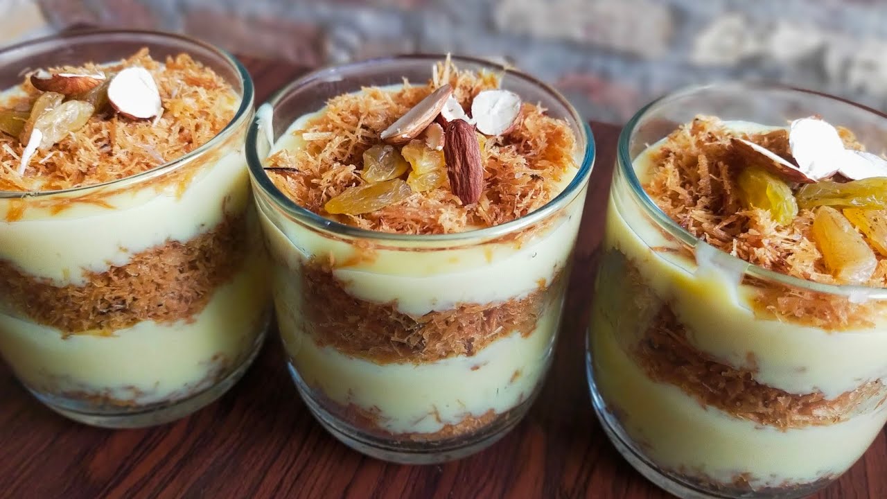Custard Kunafa Dessert Recipe in 30 Minutes NoBake - No Gelatine(Eid Special Dessert)