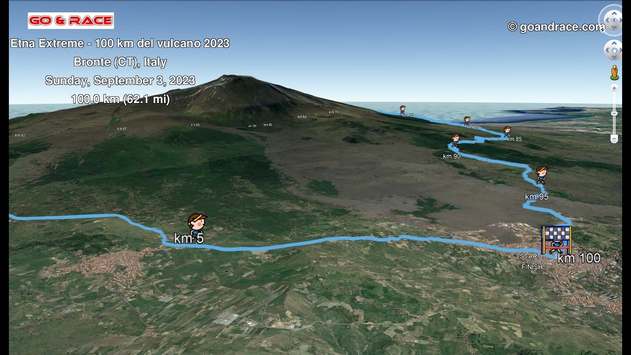 Etna Extreme - 100 km del vulcano 2023: vola sul percorso 3D di 100 km!