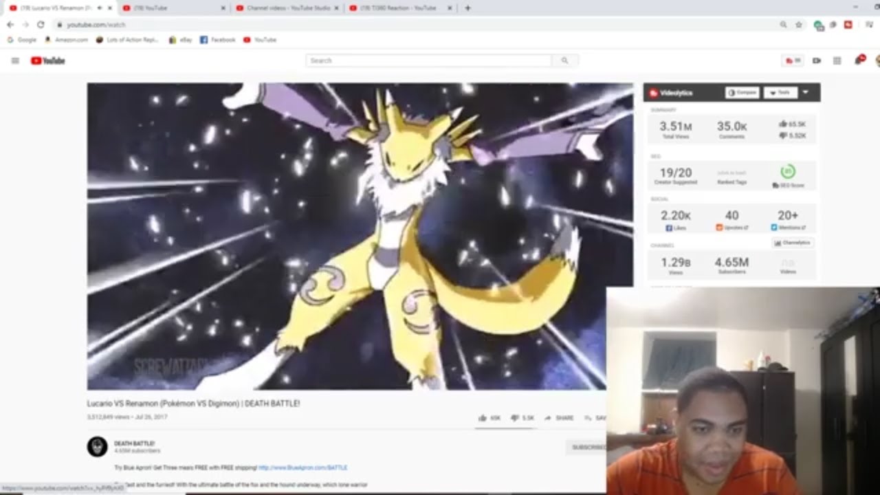 TJ360 Reaction Lucario VS Renamon (Pokémon VS Digimon)