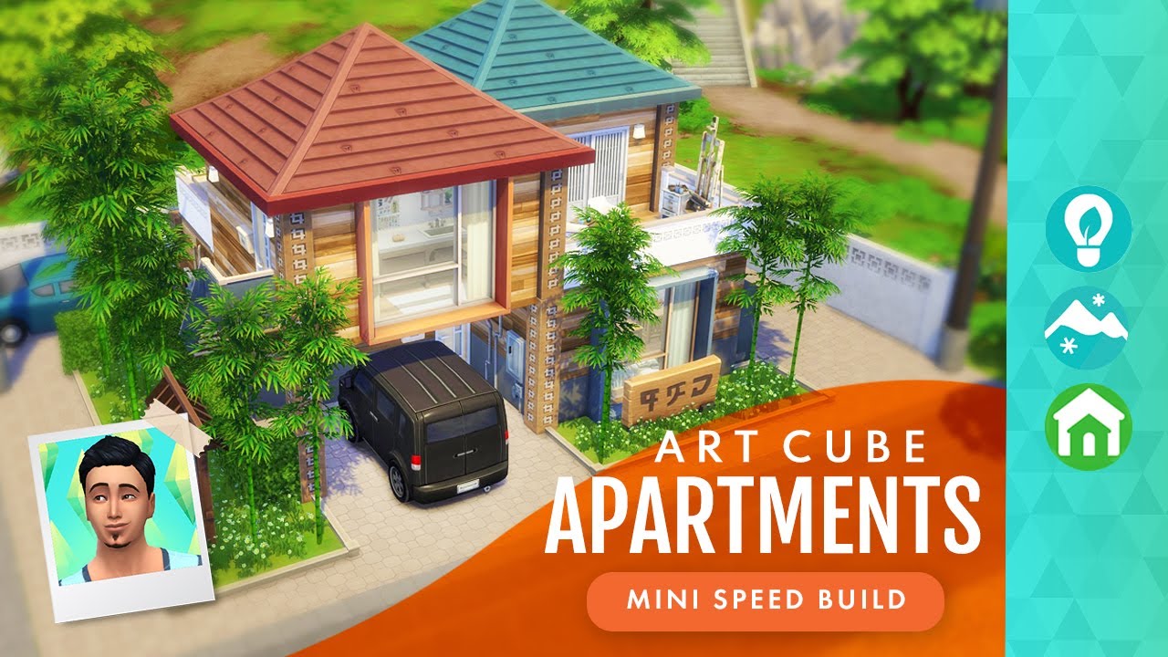 ART CUBE Tiny Home Apartments: Sims 4 Speed Build (No CC or Mods)