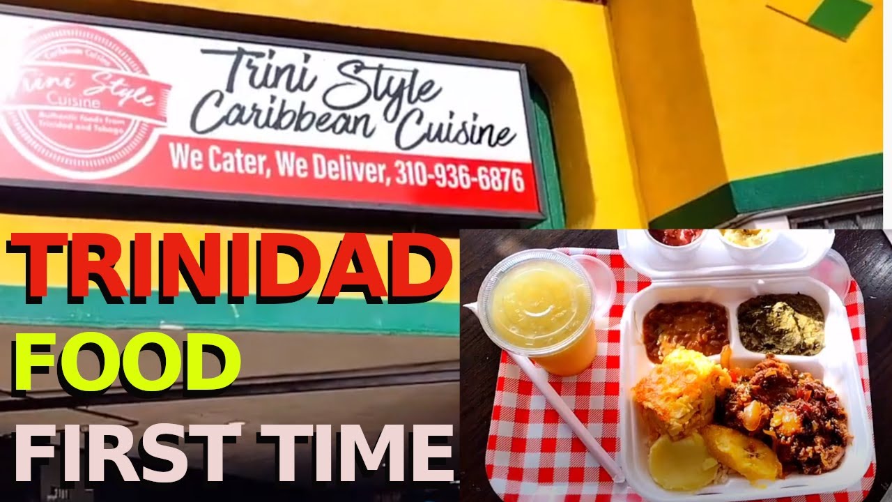 I ate Trinidad food first time trini style  cuisine inglewood ca, callaloo, stew fish and more