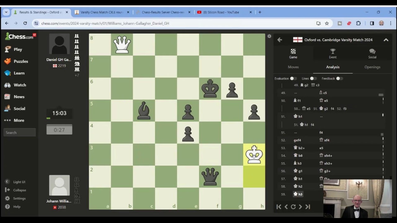 The 142nd Varsity Chess Match commentated by GM Matthew Sadler