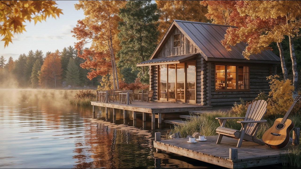 Cozy Autumn Lakeside Cabin | 30 Minutes Peaceful Piano Music for Study & Relaxation