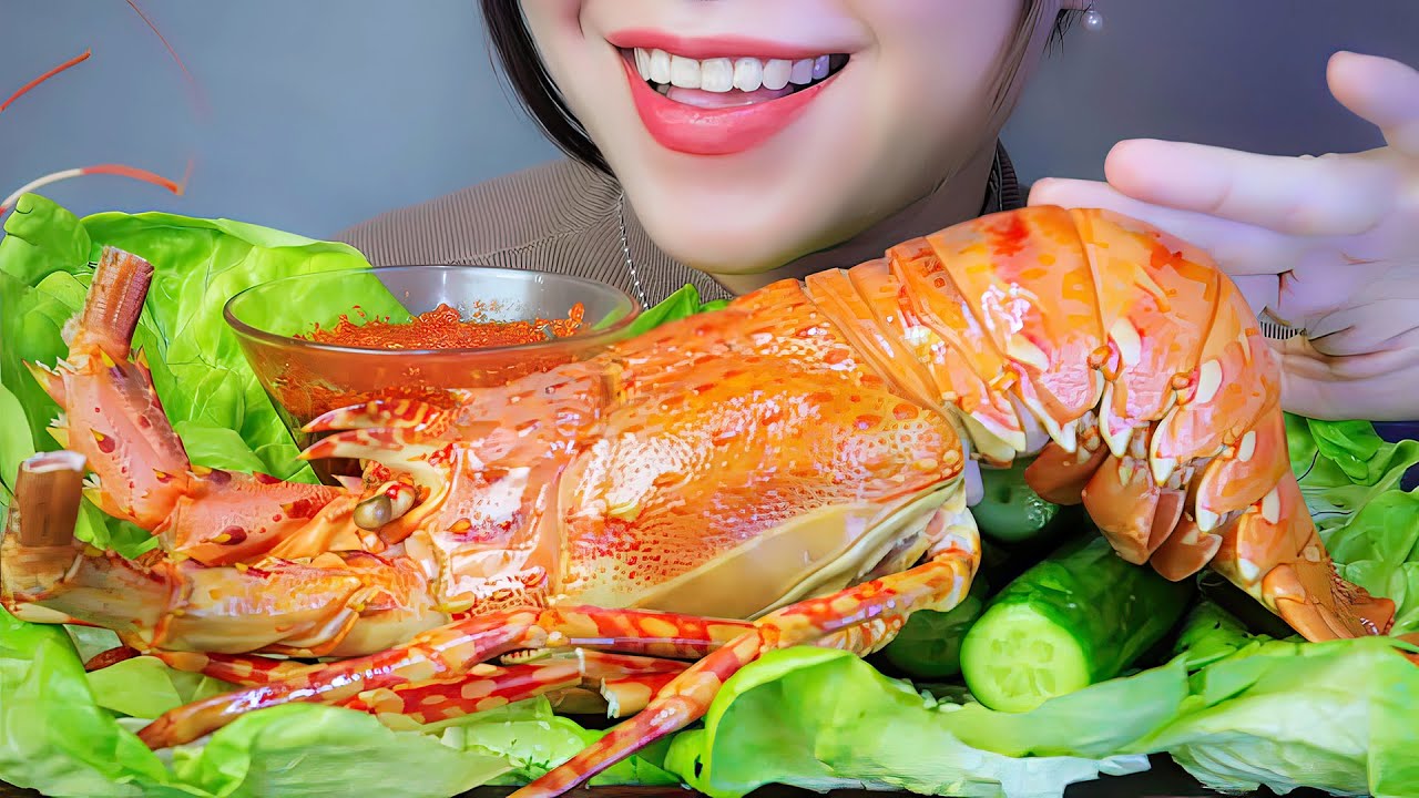ASMR TÔM HÙM LỘT - SOFT SHELL RAINBOW LOBSTER EATING SOUNDS | LINH-ASMR