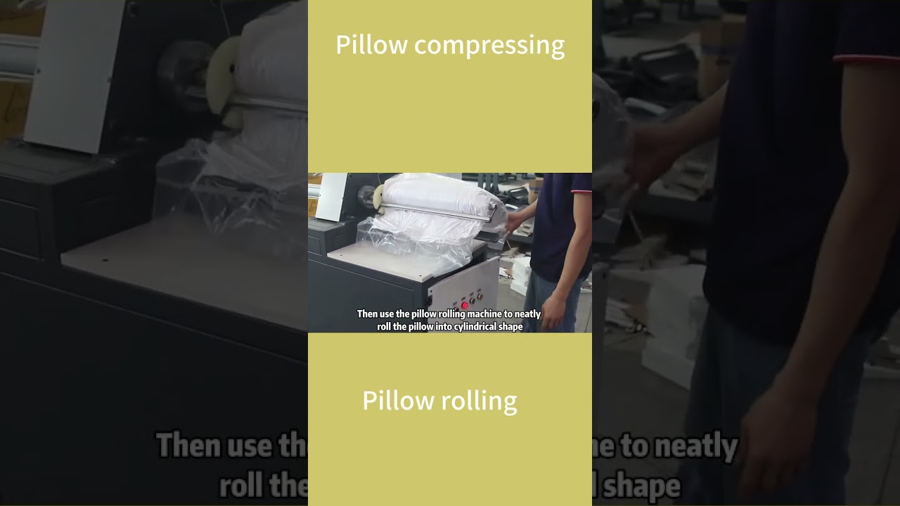 ZLD009 ZLD012E. Pillow compressing machine and Pillow rolling machine.