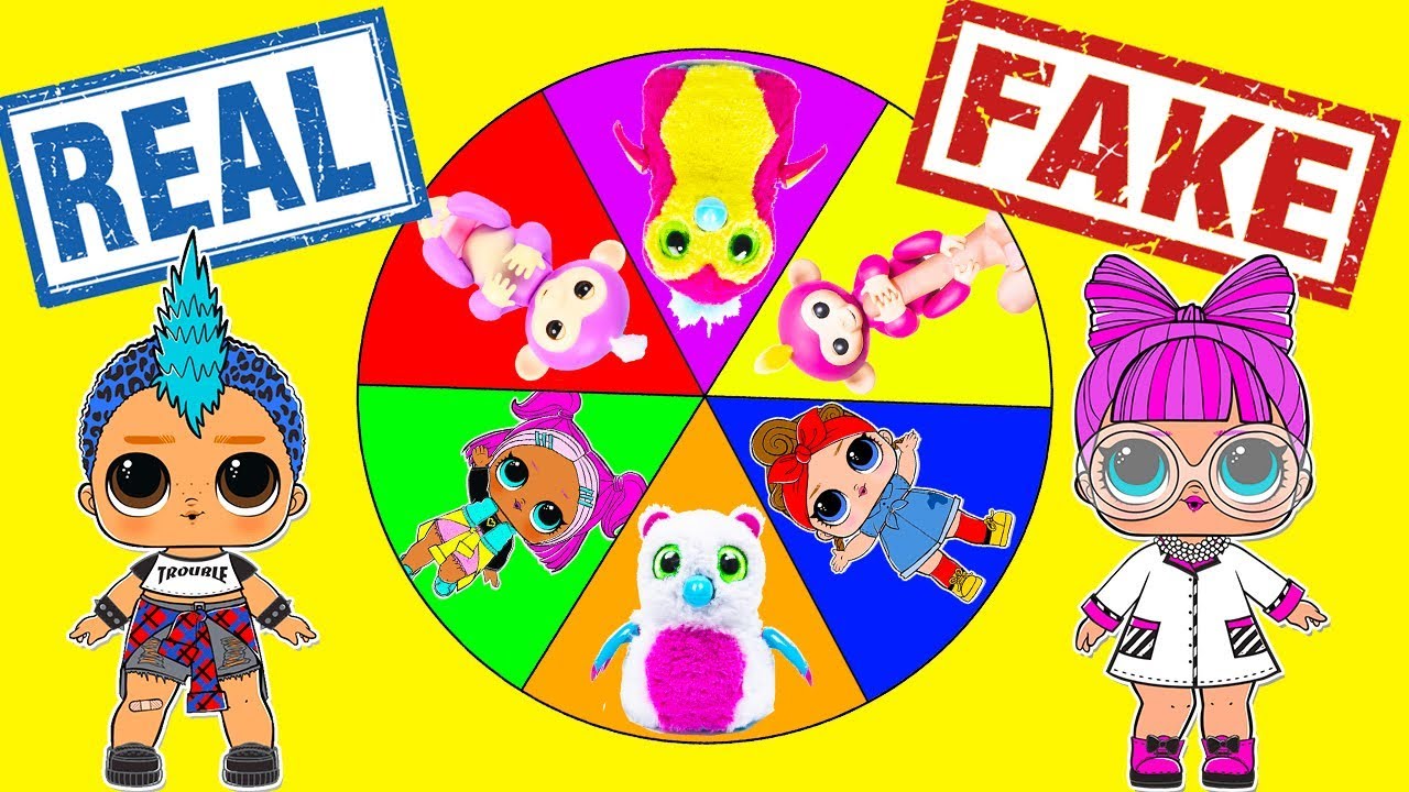 Fake vs Real LOL Confetti POP Game with Fake Hatchimals, Fingerlings Custom Surprise Toys