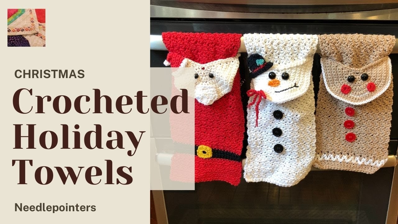 Holiday Crocheted Dish Towel Pattern - Snowman, Santa & Gingerbread Man