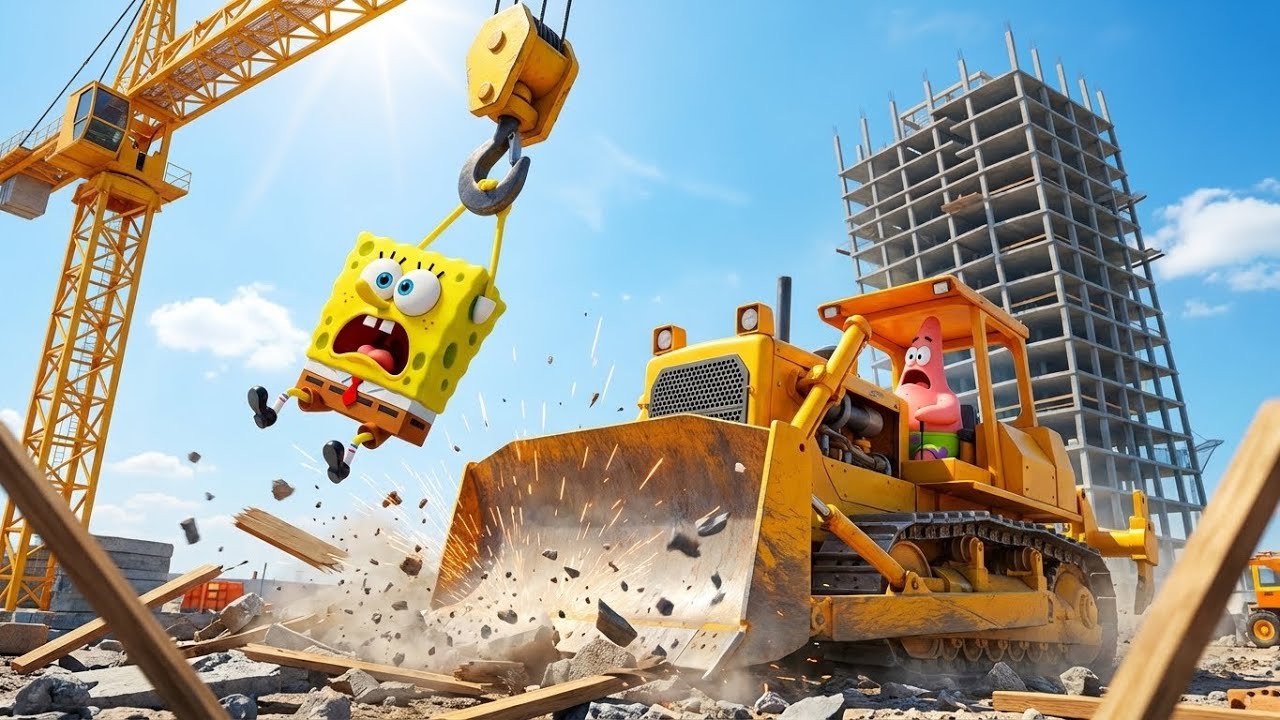SpongeBob vs The Wrecking Ball! 🏗️ Epic Chaos in 4K | Funny SpongeBob Animation