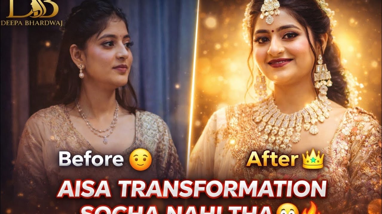 Bridal Makeup Magic ✨ Before After Shocking Result 😍|| DEEPA BHARDWAJ MAKEOVER#DeepaBhardwajMakeover