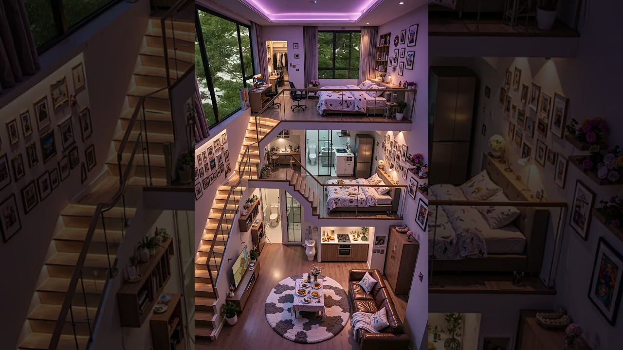 Which Bed Would You Choose? ✨ Multi-Level Loft Apartment Tour#naturebeauty #ytstudio