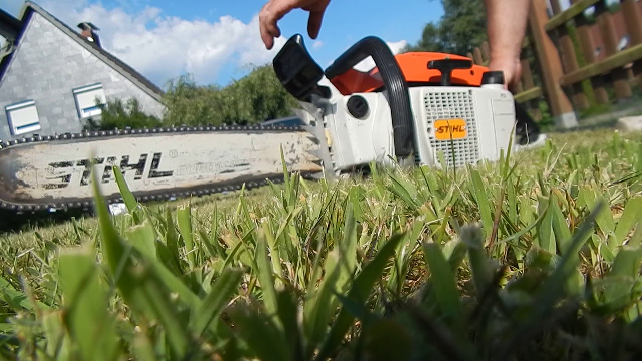 Warmstart der Kettens&auml;ge STIHL 051 mit Kettenbremse