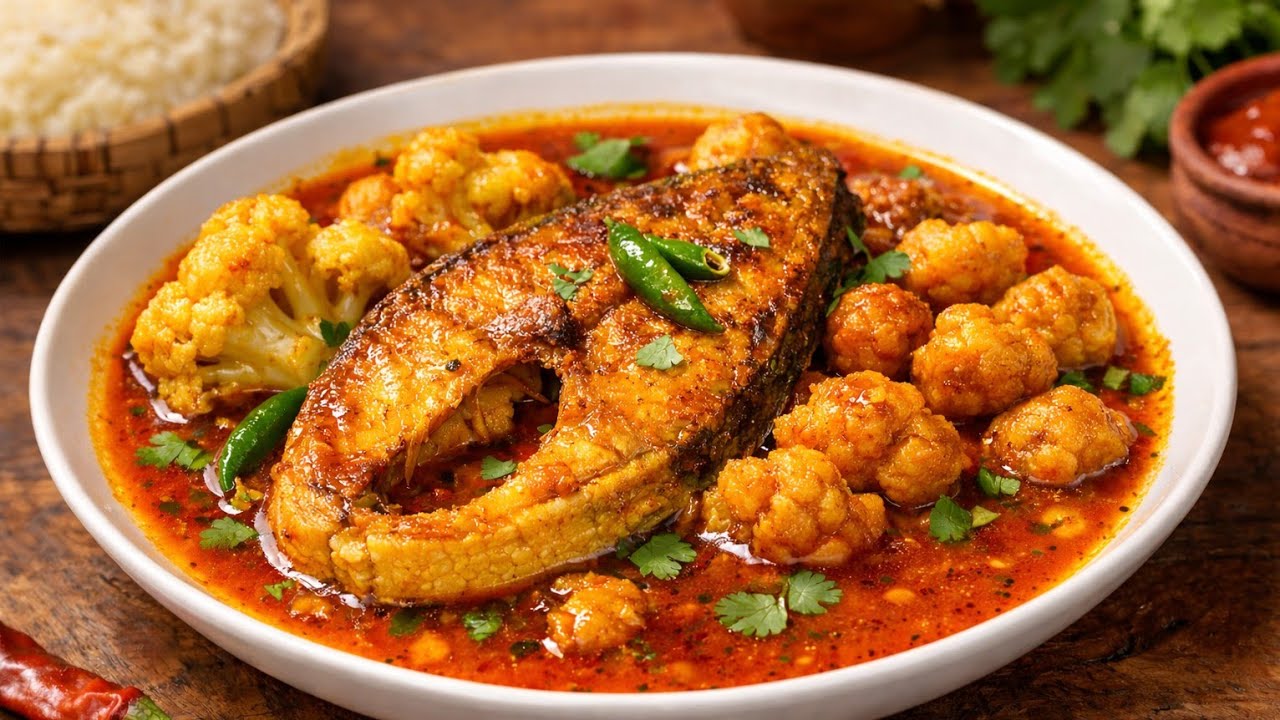 ডালের বড়ি ফুলকপি দিয়ে মাছের পেটি রান্না 