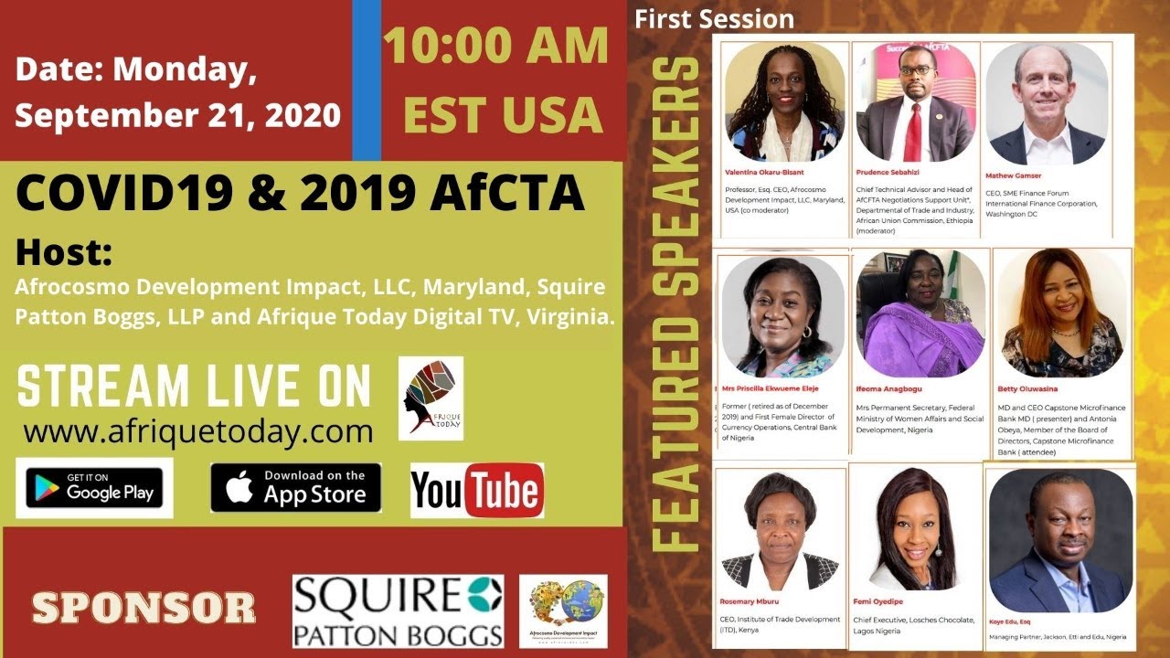 COVID19 & 2019 AfCTA, Sess.1, Host:Afrocosmo Dev. Impact, LLC; Squire Patton Boggs, LLP