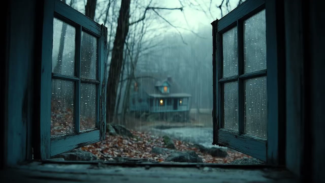 🌧️✨ Peaceful Rain Window View | Large Glass Window Rain Ambience – 3 Hours | Calm Mind Sleep Study