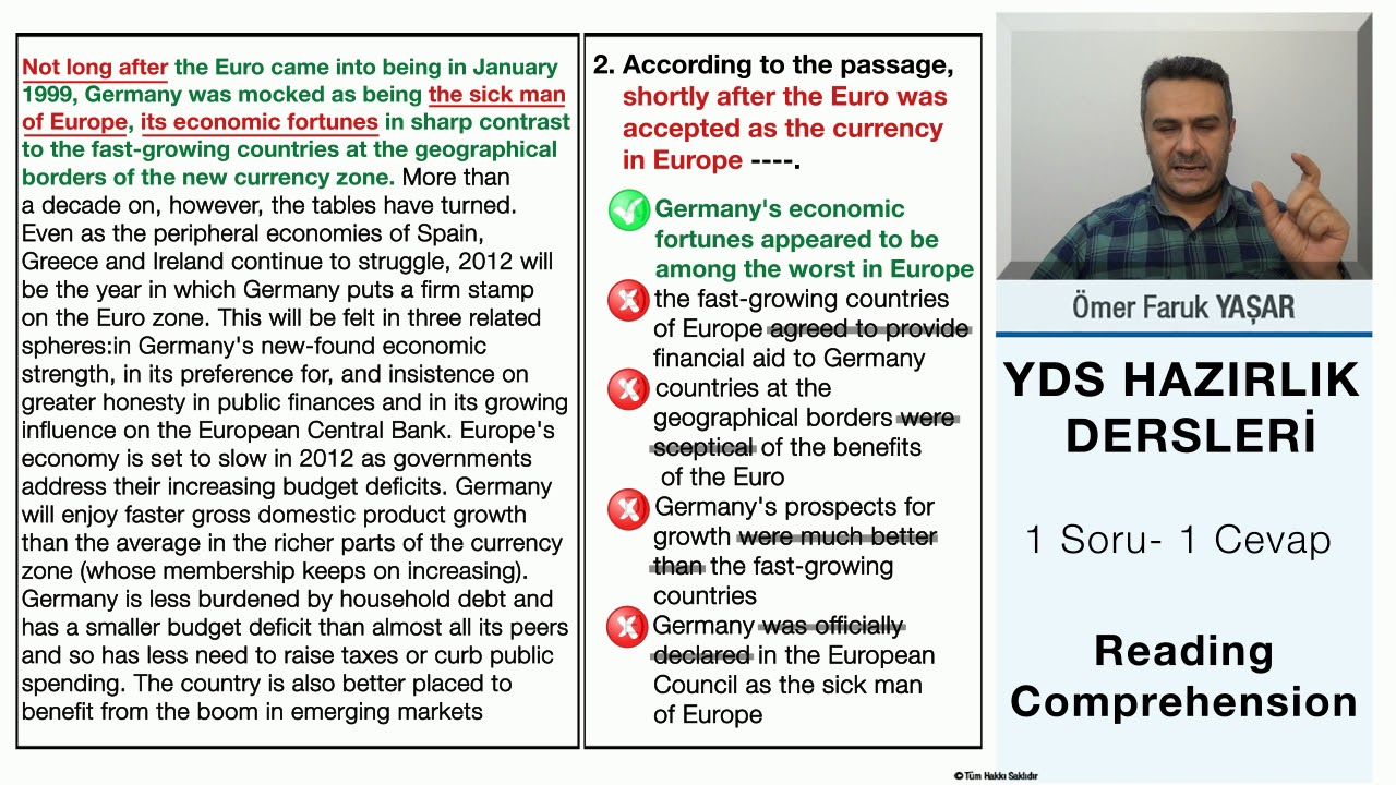 Reading 2 - Paragraf Soruları Nasıl &Ccedil;&ouml;z&uuml;l&uuml;r? - Y&Ouml;KDİL & YKS-DİL & YDS HAZIRLIK DERSLERİ