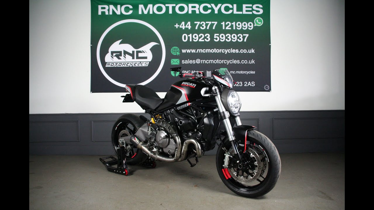2019 Ducati Monster 821 Dark with Austin Racing Exhaust walk around video - RNC Motorcycles stock