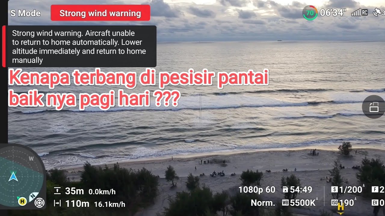 Dji Neo terbang di pesisir pantai sore hari