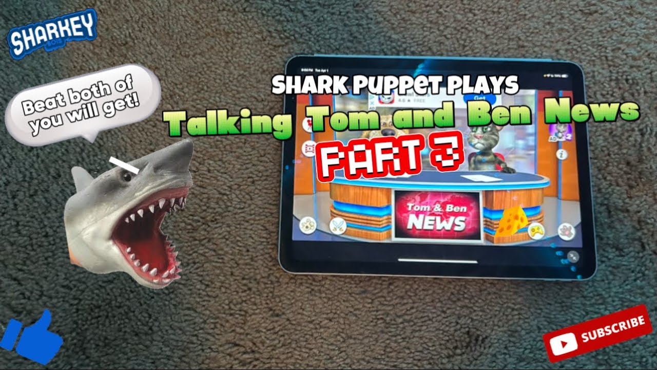 Shark Puppet plays Talking Tom and Ben News! (Part 3)
