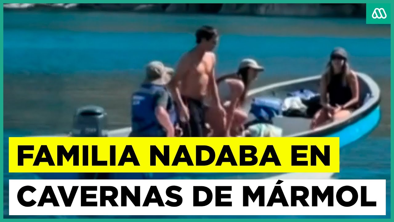 Captan a familia nadando en cavernas de mármol en el Lago General Carrera: zona está protegida