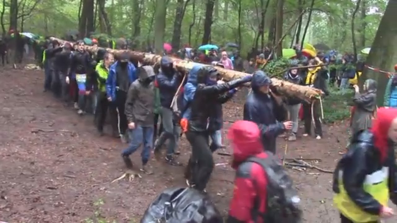 HAMBACHER FORST: Demonstranten setzen ein Zeichen gegen die Braunkohle