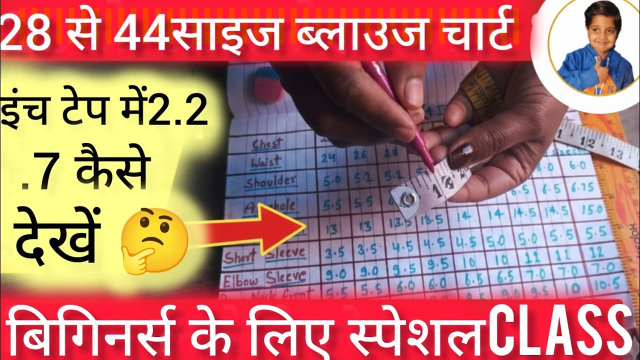 28 से 44 साइज ब्लाउज मेजरमेंट चार्ट | इंची टेप में .2, .5 और .7 का सही मतलब सीखें | Maa Tailors