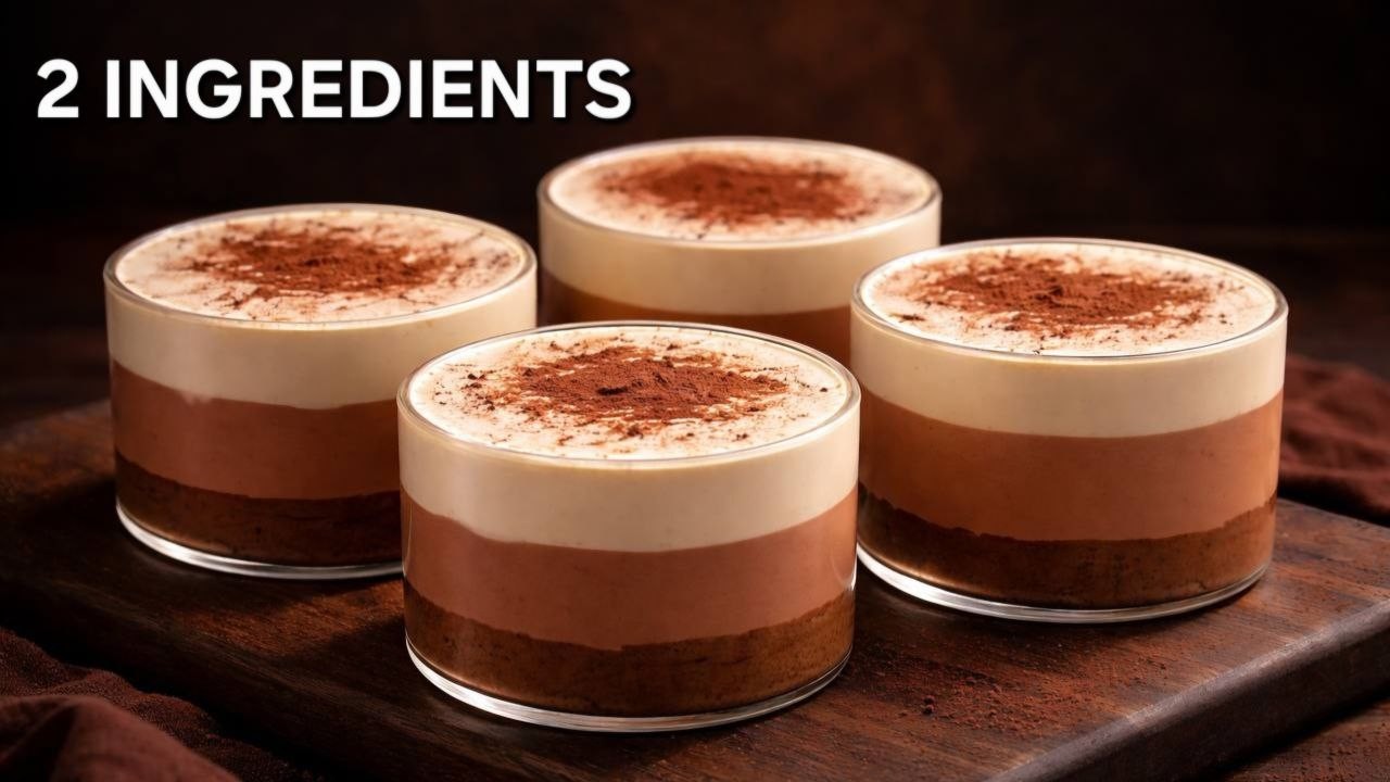 Easy No Bake Dessert Cups | 2 Ingredient Chocolate Mousse