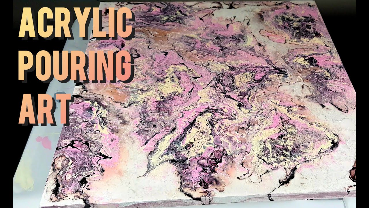 4K Black Pink pouring epoxy resin marble art