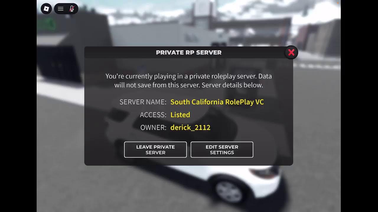 Playing ERLC in private server, South California RolePlay