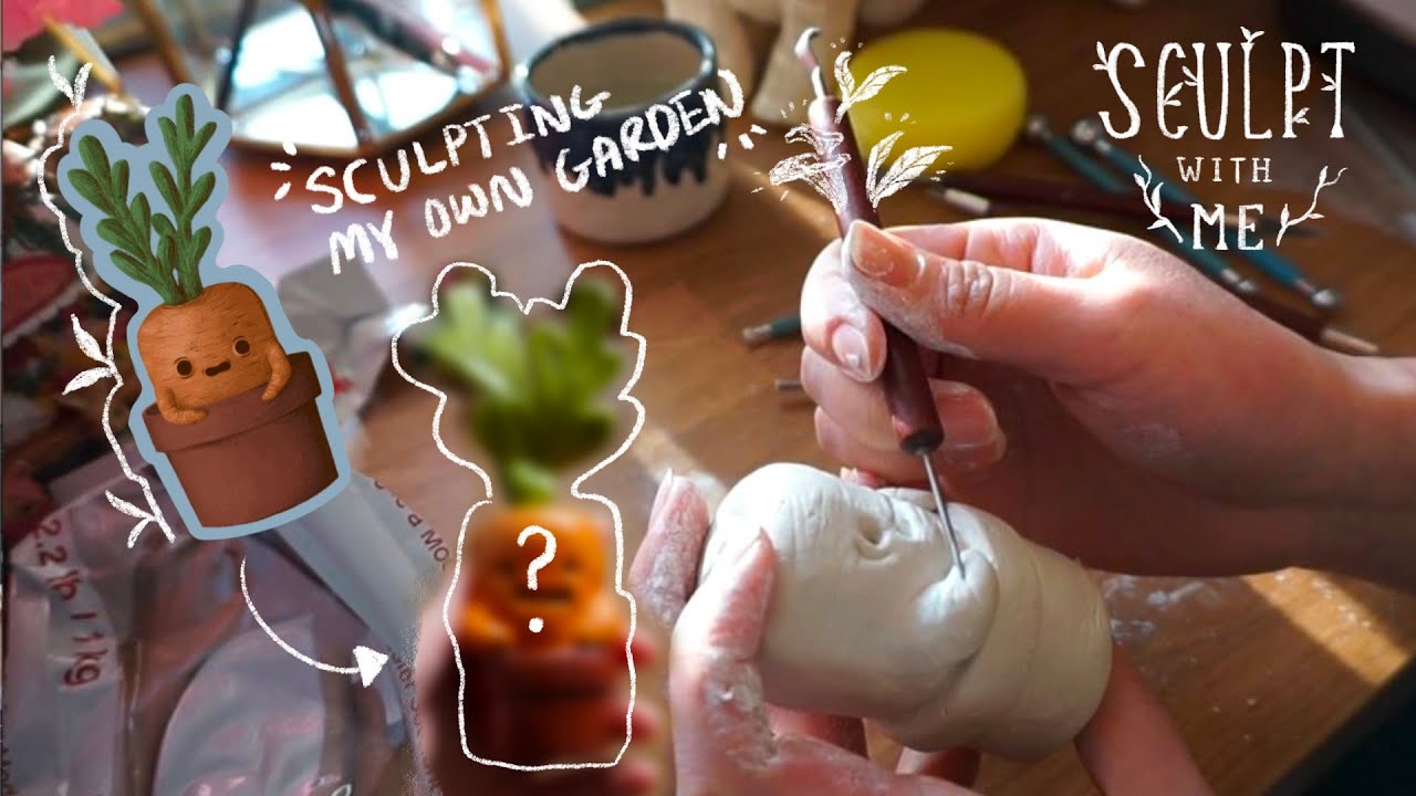 Sculpt With Me ✨ Air Dry Clay 🥕 Sculpting my own veggie garden 🪴
