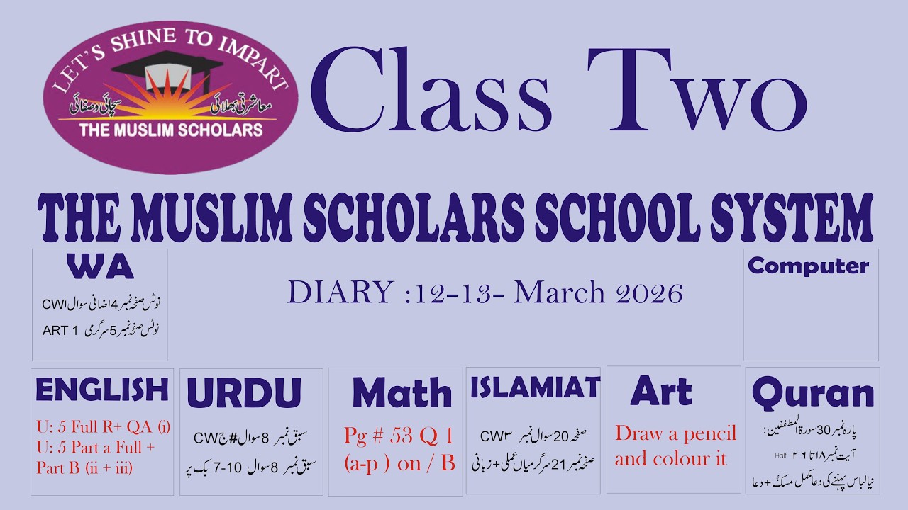 Class two Online Class , 12-13 March 2026 , Tmsss