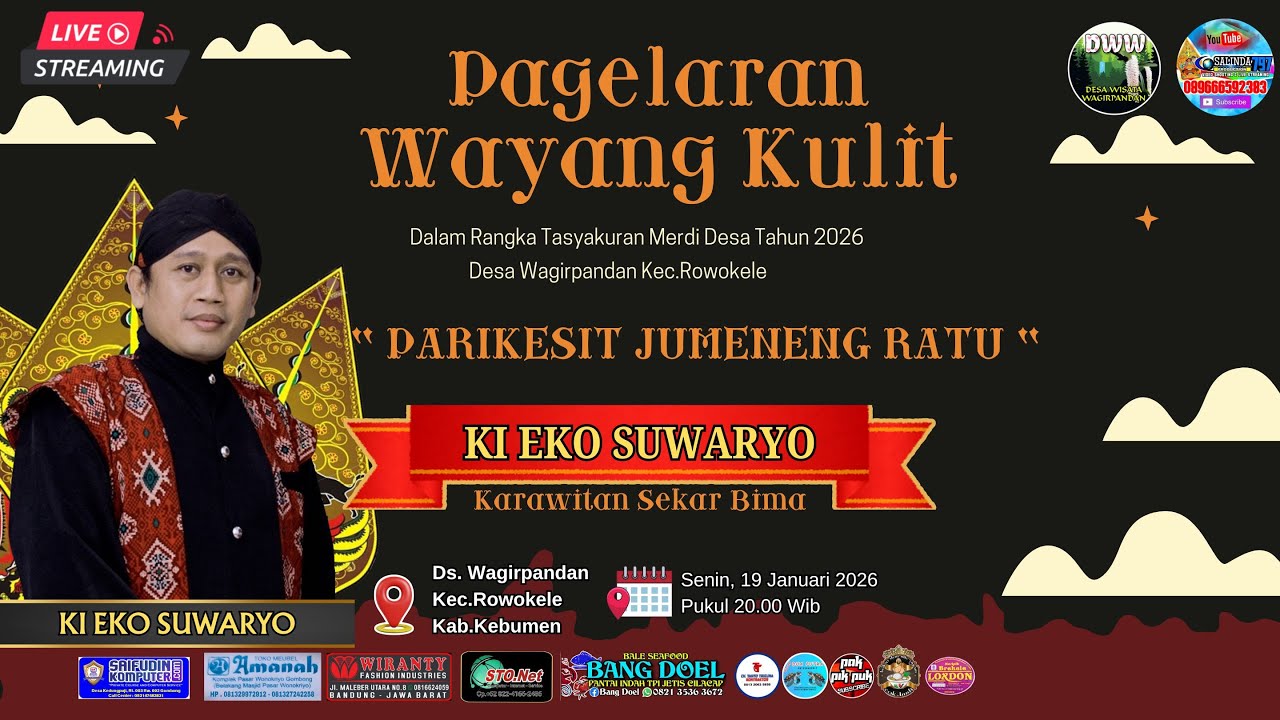 #livestreaming WAYANG KULIT KI EKO SUWARYO LAKON PARIKESIT JUMENENG RATU 19 JANUARI 2026