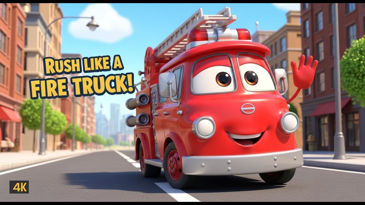 Rush Like a Fire Truck 🚒 | Vehicle Action Song for Kids | Fun Dance Nursery Rhyme | Kids Learning