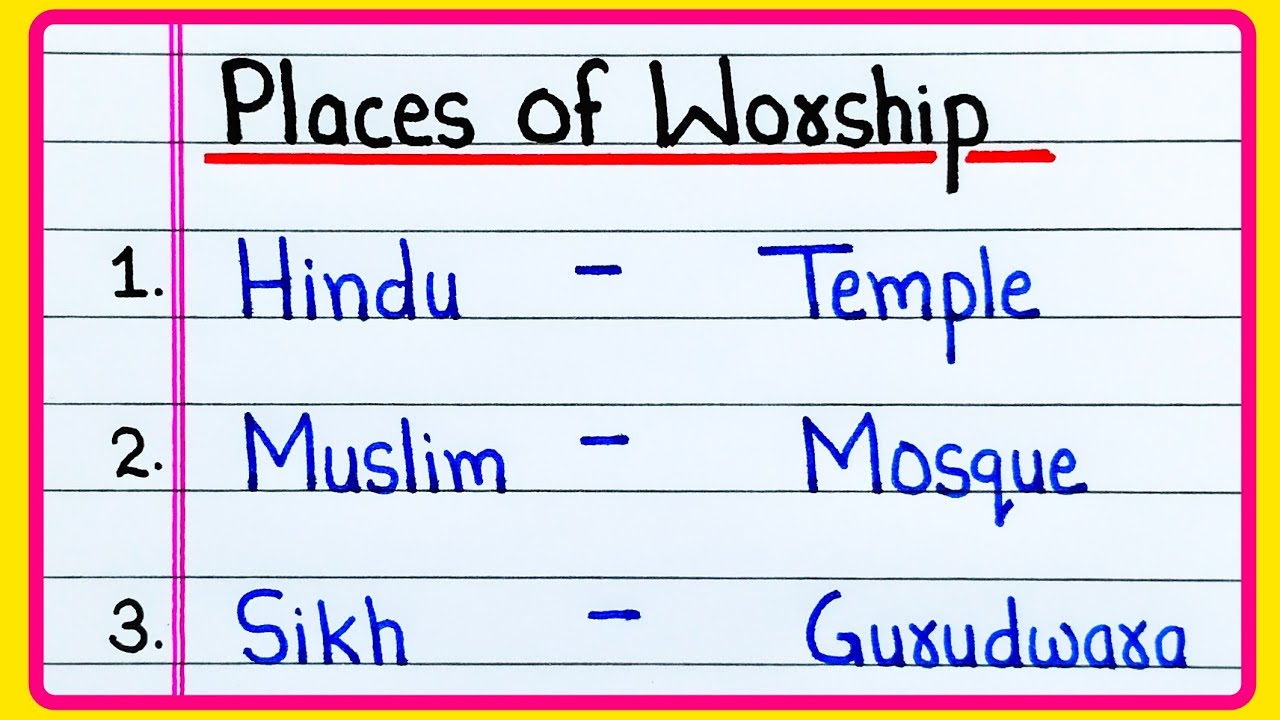 Places of worship | Places of worship of different religions | Religious places name