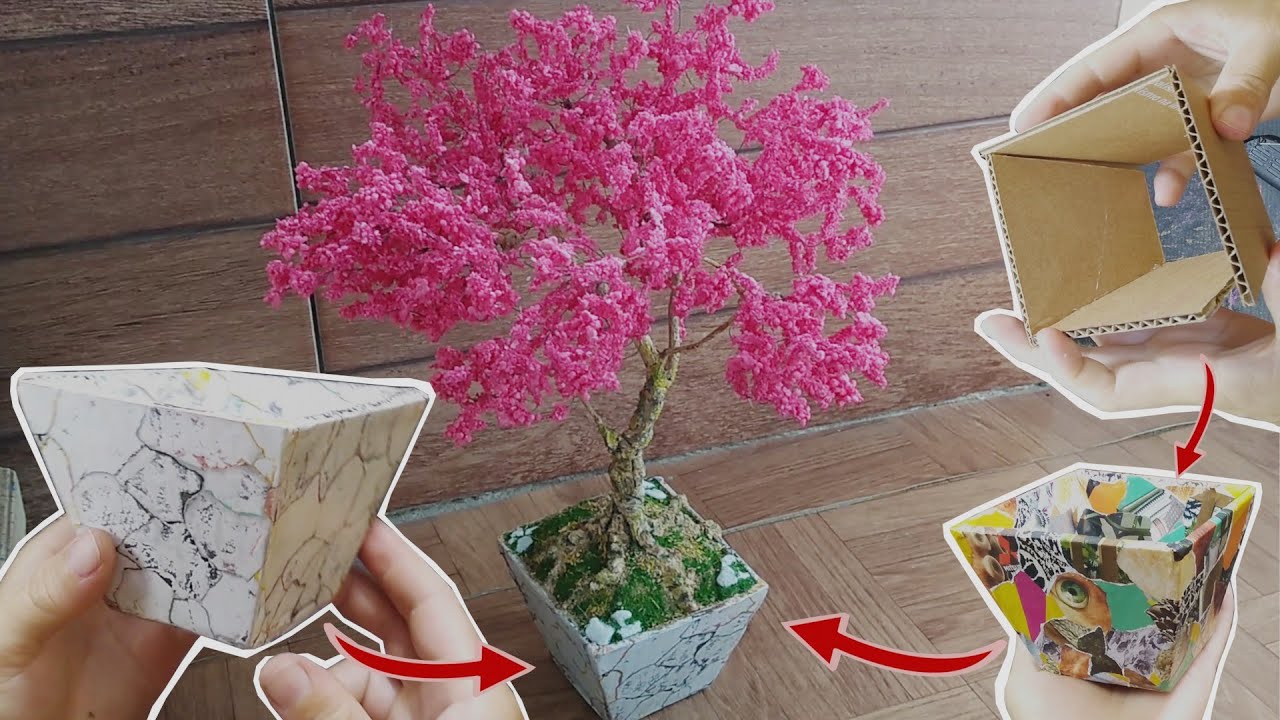artesanato - vaso de papelão , mamorização com revista # cardboard vase, mamorization with magazine
