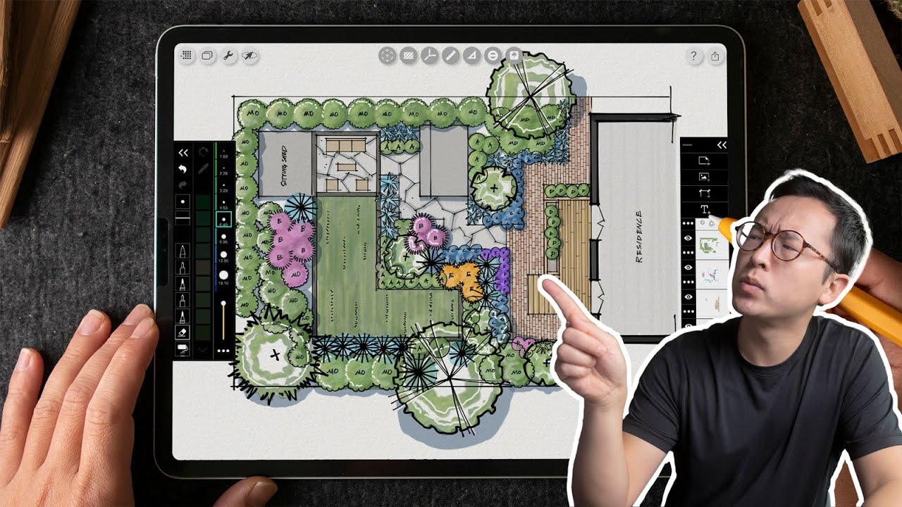 iPad for landscape architects (simple residential backyard).