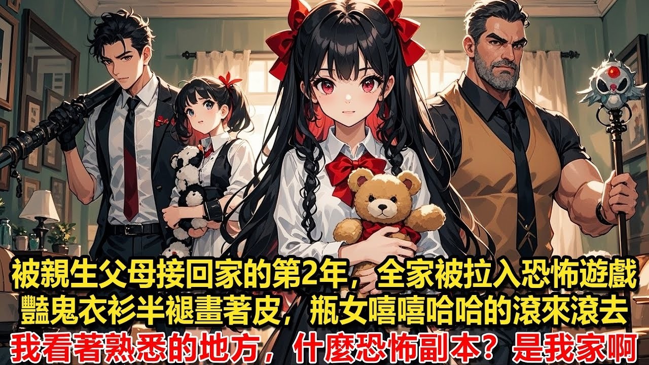 被親生父母接回家的第2年，我們全家都被拉入了恐怖遊戲。豔鬼衣衫半褪畫著皮，陰森鬼氣的問他美不美。瓶女嘻嘻哈哈的滾來滾去，挑人替她演出。我看著熟悉的地方熟悉的人，這哪是什麼恐怖副本，這明明是我家啊