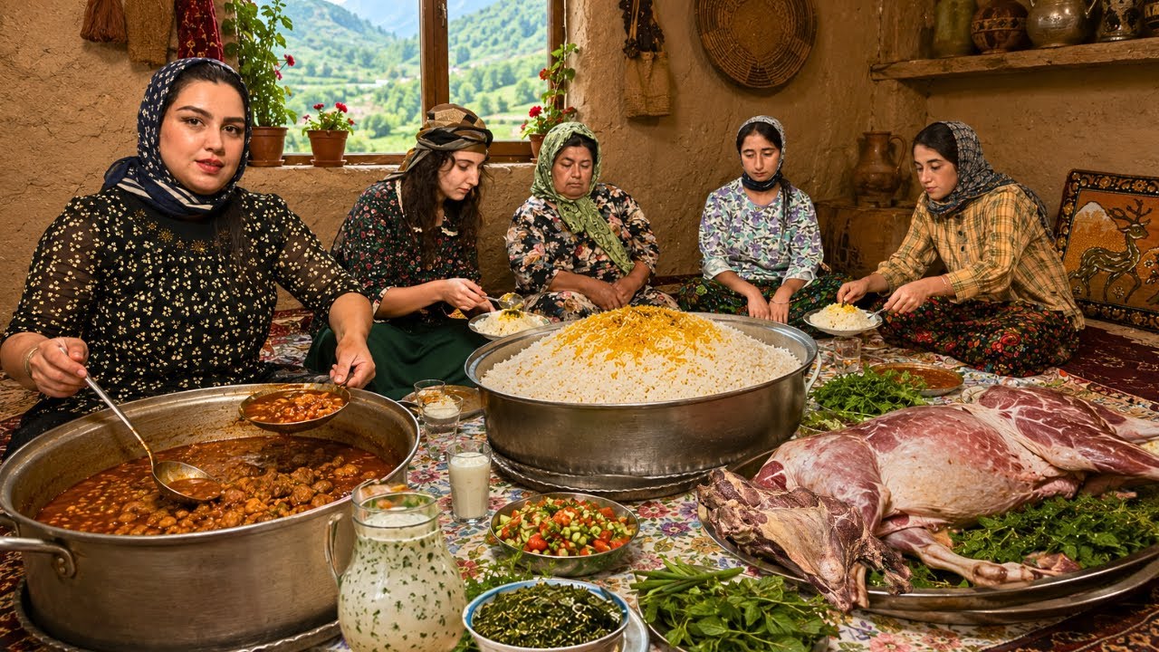 A Whole Village Cooks Together | Huge Lamb Stew & Sharing Food in Rural Iran 🍖🔥🌿