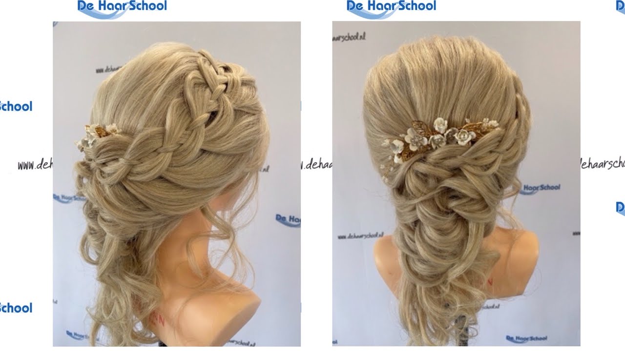 Los, vaste krullen met een 4 strengen vlecht, loose fixed curls with a 4 strand braid
