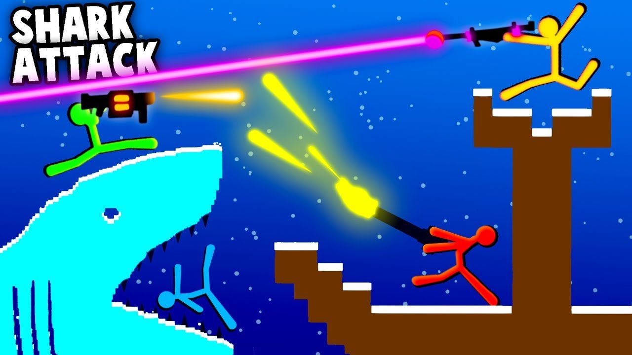 SHARK ATTACKs Pirate Ship - Best NEW Stick Fight Maps (Stick Fight Multiplayer Custom Maps)