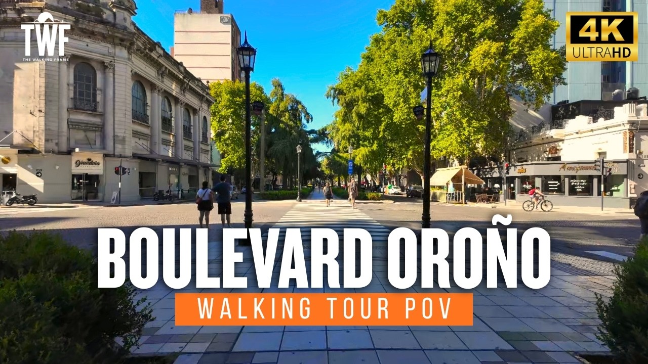 Caminando por Boulevard Oroño en Rosario | Walking Tour POV 4K | Sonido Ambiente