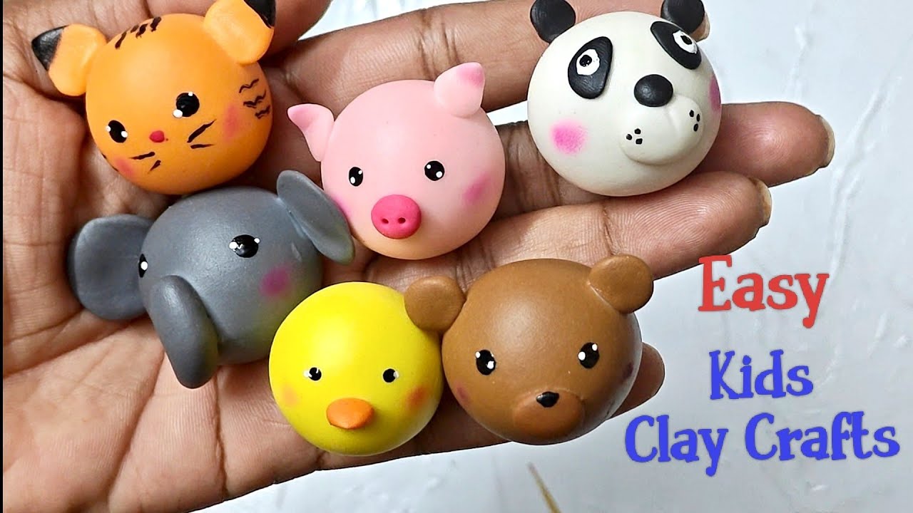 Easy and cute clay crafts for kids / Summer 🏝️🌞 crafts #clayart #homemadeclay #claycraft #kawaii 