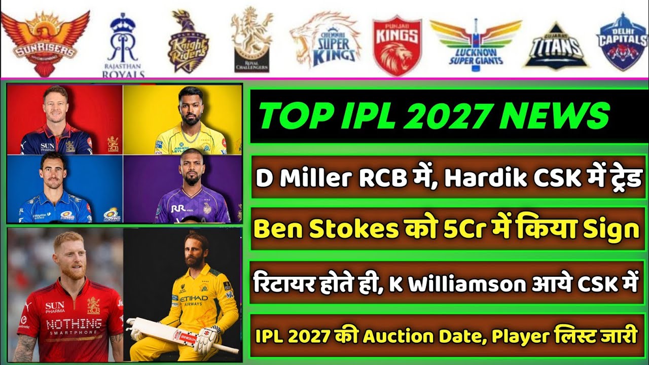 IPL 2027 - 8 Big News for IPL on 13 June (IPL Trade Players, IND vs AFG, Williamson in IPL, Stokes)