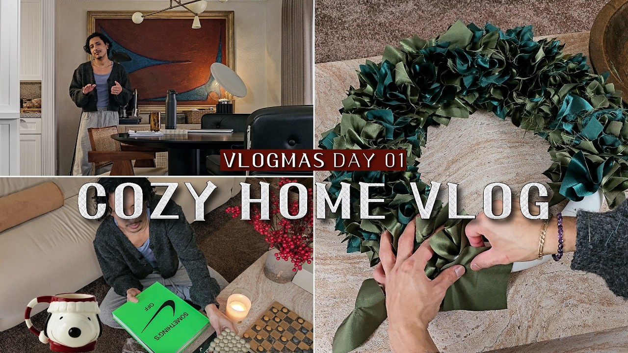 cozy home vlog: DIY wreath, home decor updates, good coffee | VLOGMAS DAY 01