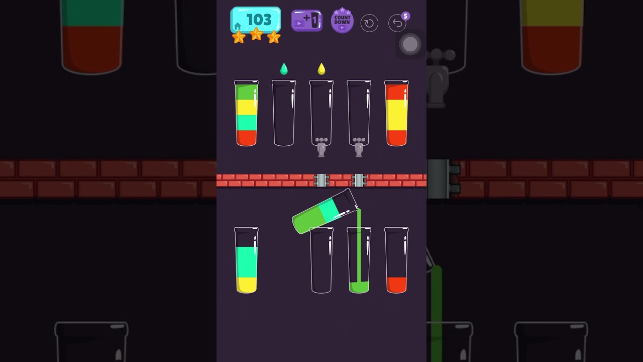 Cups - water sort puzzle | level 103 | ⭐️⭐️⭐️